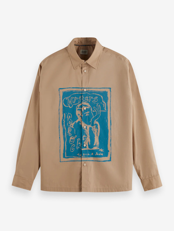 Scotch & Soda Bež muška košulja s printom Scotch & Soda