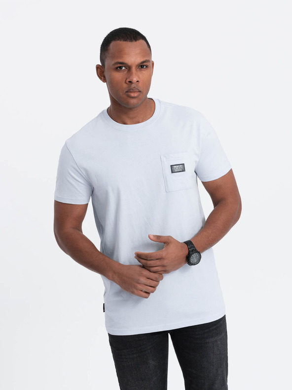 Ombre Clothing Svijetloplava muška majica s džepom Ombre Odjeća