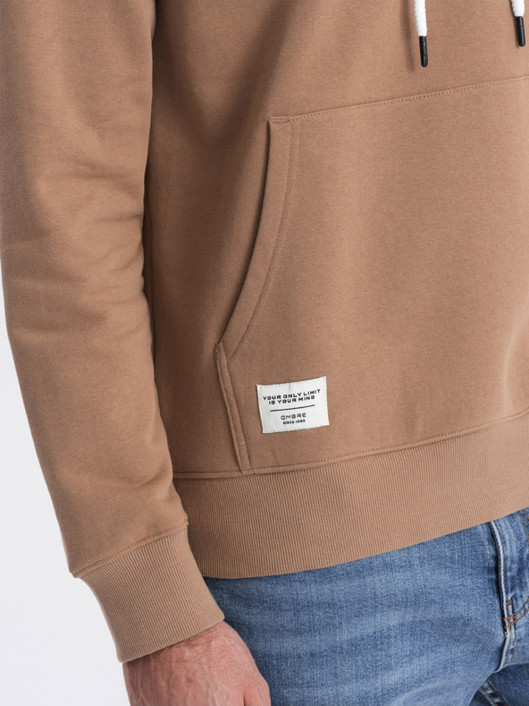 Ombre Clothing Ombre Clothing Muška smeđa klokanska majica s kapuljačom