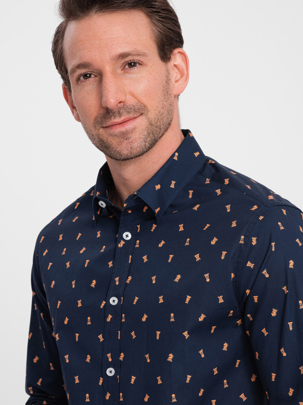 Ombre Clothing Plava muška uska košulja s uzorkom Ombre Clothing