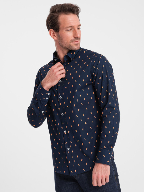 Ombre Clothing Plava muška uska košulja s uzorkom Ombre Clothing