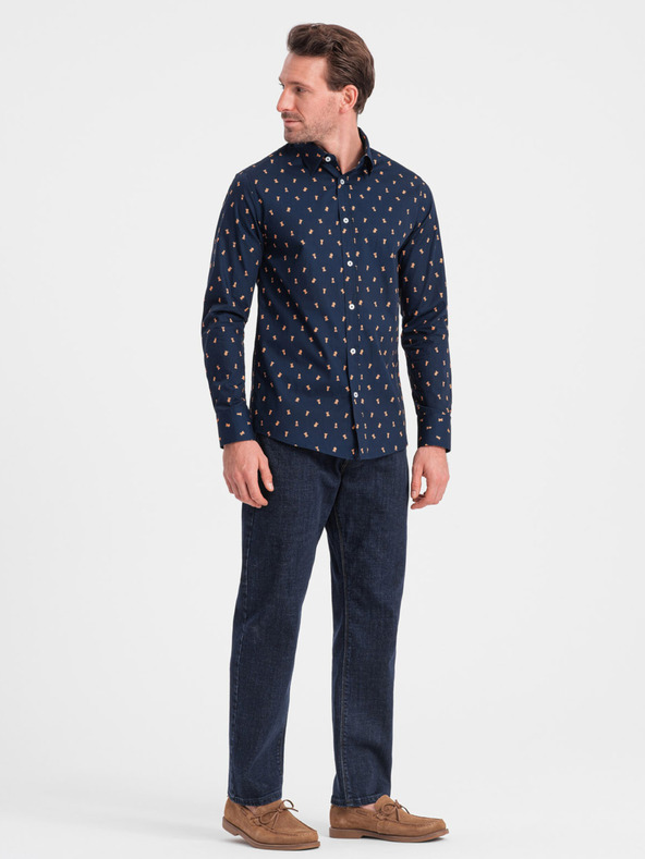 Ombre Clothing Plava muška uska košulja s uzorkom Ombre Clothing