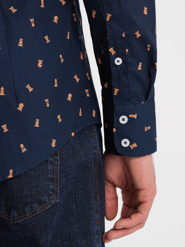 Ombre Clothing Plava muška uska košulja s uzorkom Ombre Clothing