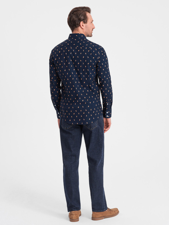 Ombre Clothing Plava muška uska košulja s uzorkom Ombre Clothing