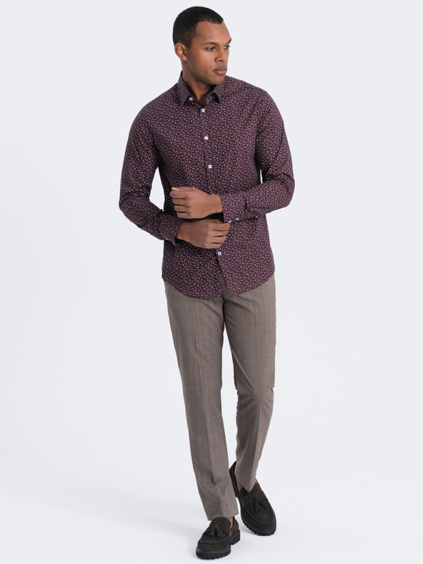 Ombre Clothing Wine muška uska košulja s uzorkom Ombre Clothing