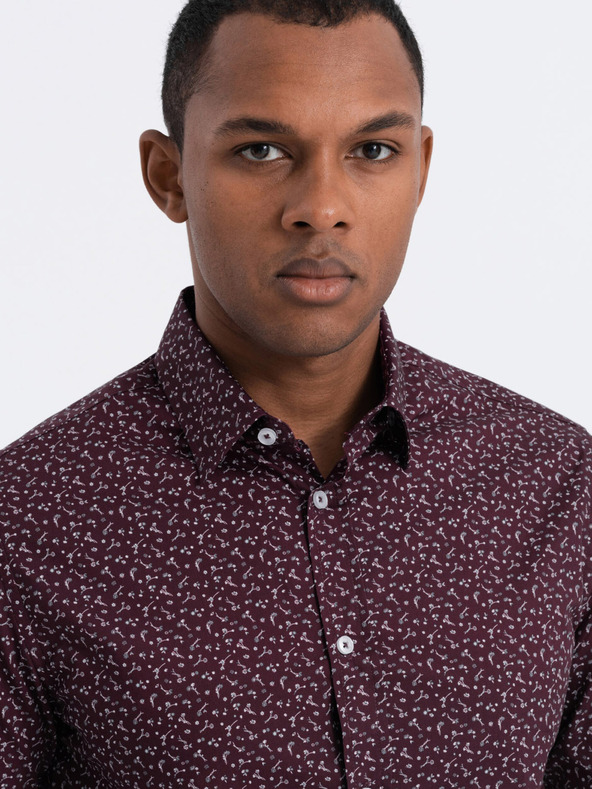Ombre Clothing Wine muška uska košulja s uzorkom Ombre Clothing