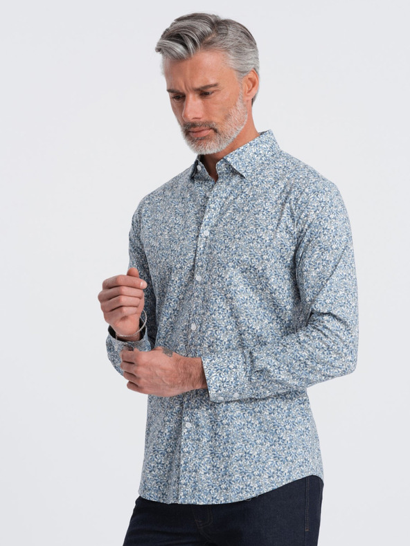 Ombre Clothing Plava muška uska košulja s uzorkom Ombre Clothing