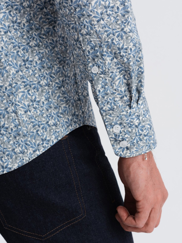 Ombre Clothing Plava muška uska košulja s uzorkom Ombre Clothing