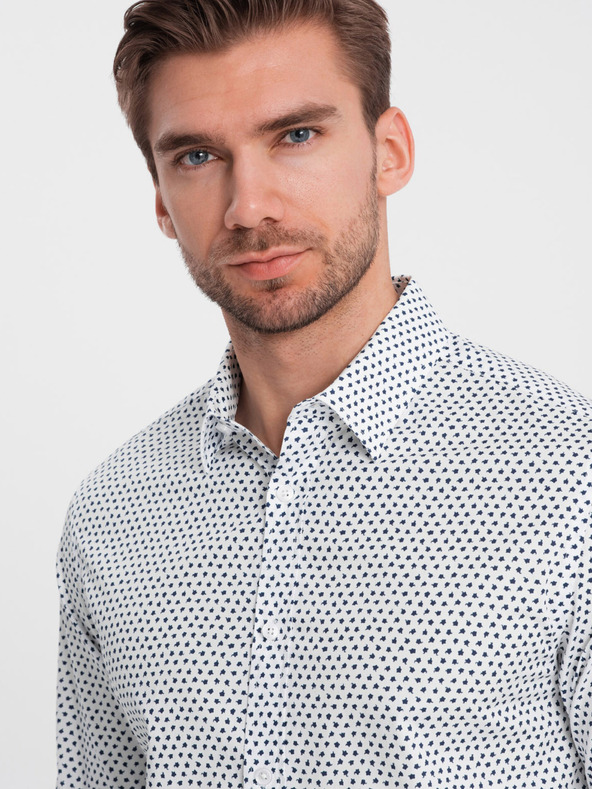 Ombre Clothing Bijela muška uska košulja s uzorkom Ombre Clothing