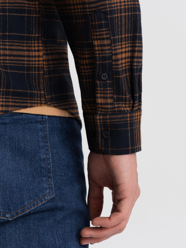 Ombre Clothing Tamnoplava muška karirana flanelska košulja Ombre odjeća