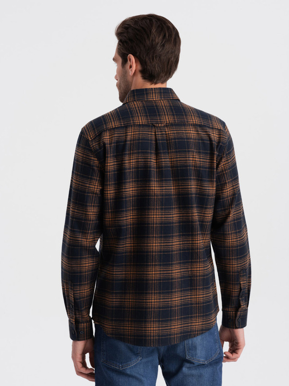 Ombre Clothing Tamnoplava muška karirana flanelska košulja Ombre odjeća