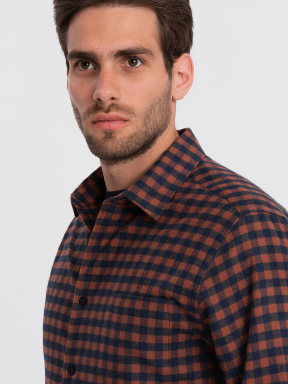 Ombre Clothing Tamnoplava muška karirana flanelska košulja Ombre odjeća