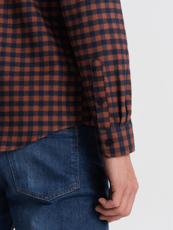 Ombre Clothing Tamnoplava muška karirana flanelska košulja Ombre odjeća