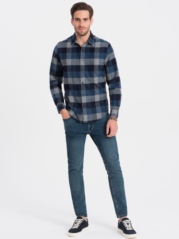 Ombre Clothing Ombre Clothing Muška plava karirana flanelska košulja