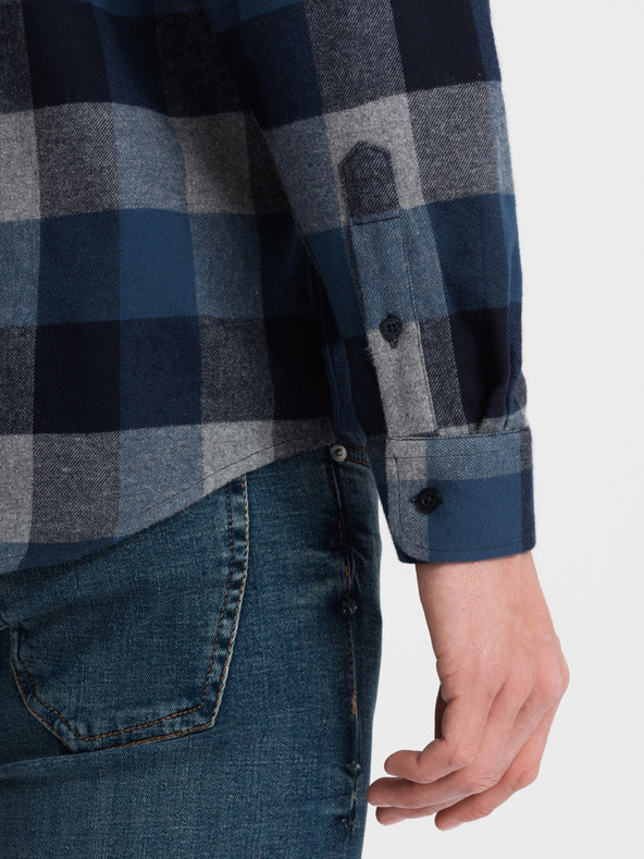 Ombre Clothing Ombre Clothing Muška plava karirana flanelska košulja