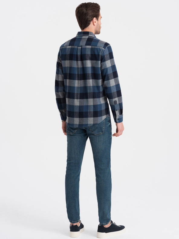 Ombre Clothing Ombre Clothing Muška plava karirana flanelska košulja