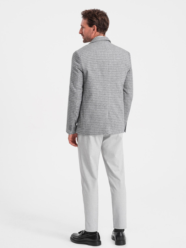 Ombre Clothing Sivi muški karirani sako s mješavinom vune Ombre Clothing