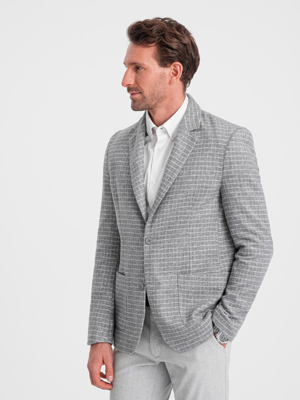 Ombre Clothing Sivi muški karirani sako s mješavinom vune Ombre Clothing