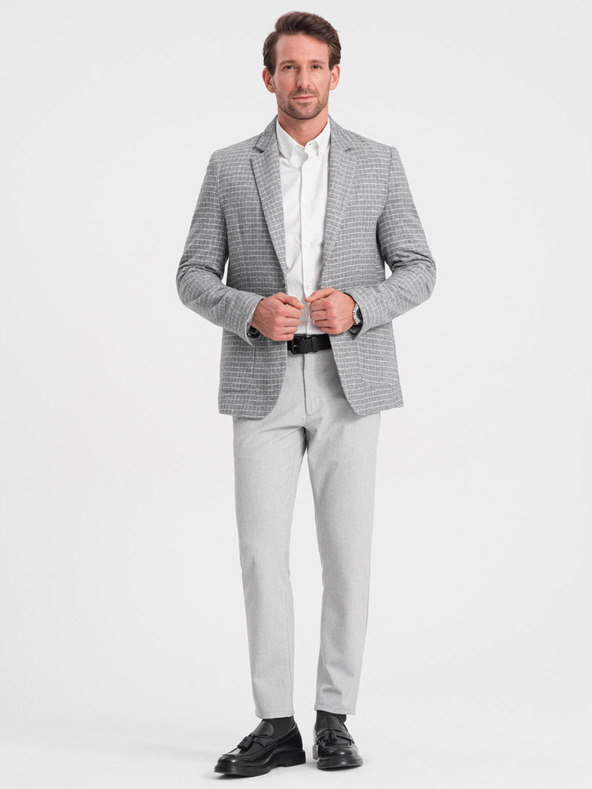 Ombre Clothing Sivi muški karirani sako s mješavinom vune Ombre Clothing