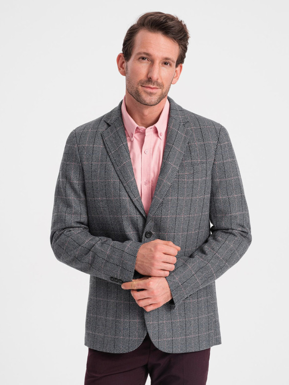 Ombre Clothing Siva muška jacquard jakna Ombre Clothing