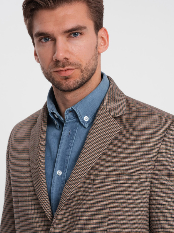 Ombre Clothing Smeđi muški fino karirani sako Ombre Clothing