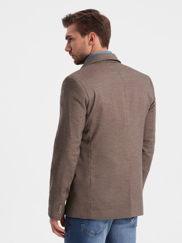 Ombre Clothing Smeđi muški fino karirani sako Ombre Clothing