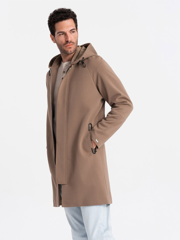 Ombre Clothing Smeđi muški kaput s kapuljačom Ombre Clothing