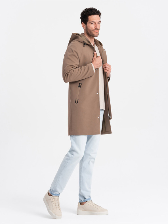 Ombre Clothing Smeđi muški kaput s kapuljačom Ombre Clothing