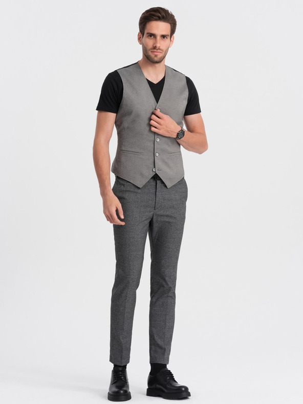 Ombre Clothing Ombre odjeća, sivi jacquard prsluk za muškarce