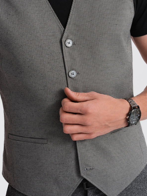 Ombre Clothing Ombre odjeća, sivi jacquard prsluk za muškarce