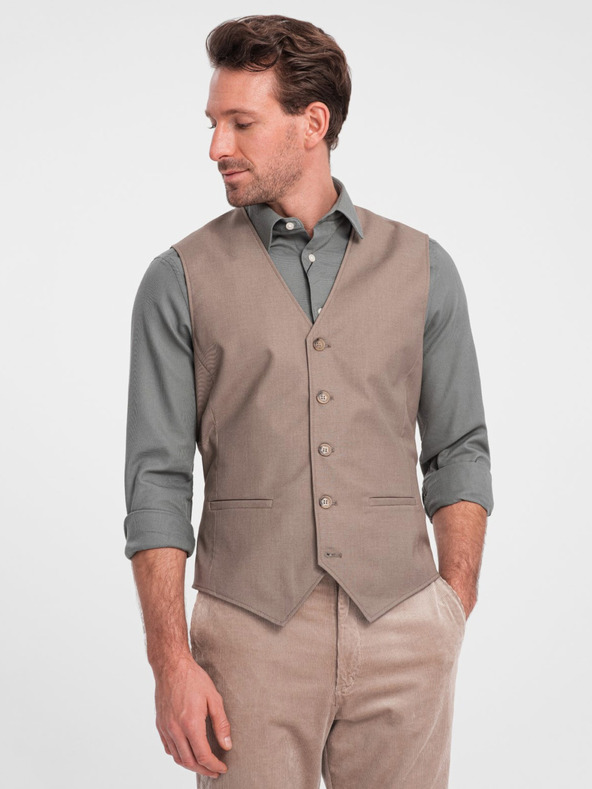 Ombre Clothing Bež muško odijelo prsluk Ombre Clothing