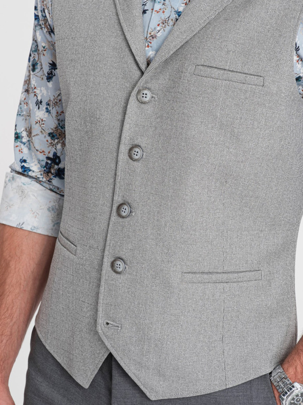 Ombre Clothing Svijetlosivi muški prsluk s kragnom Ombre Clothing