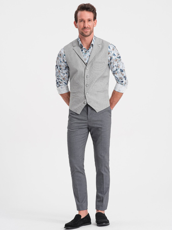 Ombre Clothing Svijetlosivi muški prsluk s kragnom Ombre Clothing