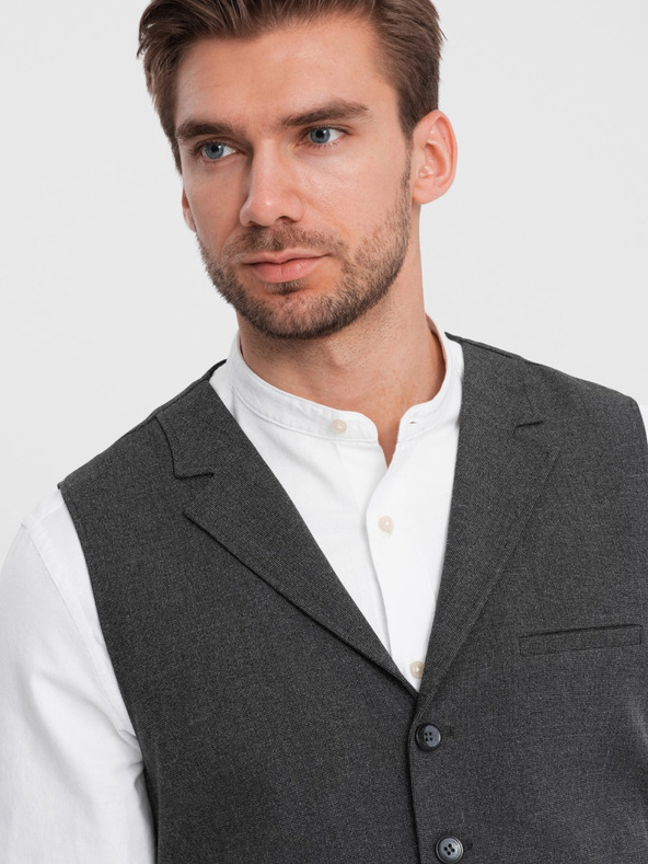 Ombre Clothing Tamno sivi muški prsluk s kragnom Ombre Clothing