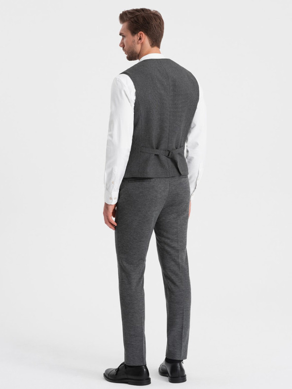 Ombre Clothing Tamno sivi muški prsluk s kragnom Ombre Clothing