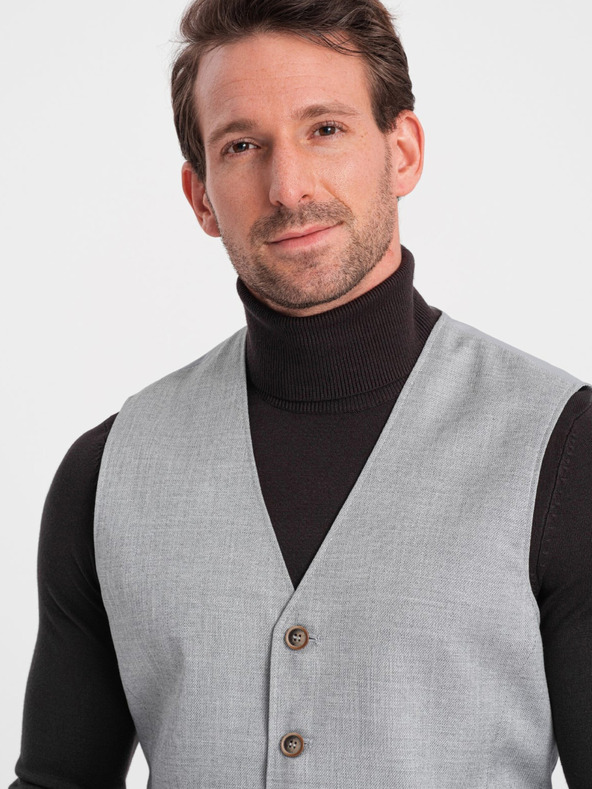 Ombre Clothing Svijetlo sivi muški žakard prsluk Ombre Clothing