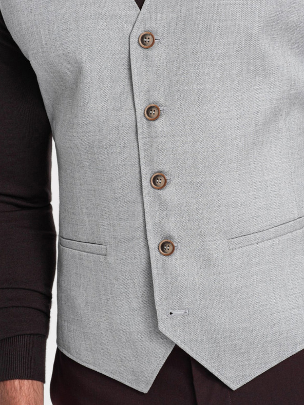 Ombre Clothing Svijetlo sivi muški žakard prsluk Ombre Clothing