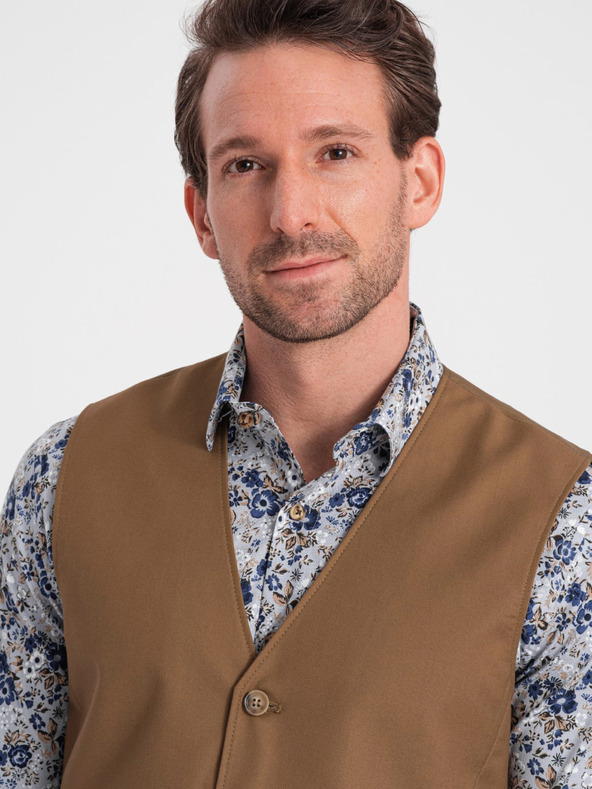 Ombre Clothing Smeđe muško odijelo, prsluk Ombre odjeća