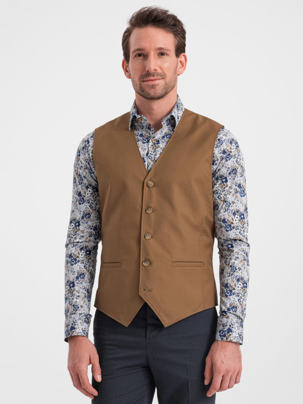 Ombre Clothing Smeđe muško odijelo, prsluk Ombre odjeća