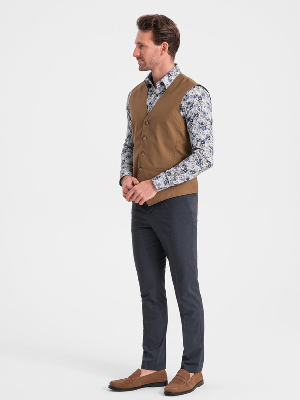 Ombre Clothing Smeđe muško odijelo, prsluk Ombre odjeća