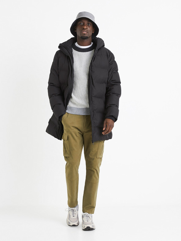 Celio Sivi muški rebrasti pulover s Celio Veriblock mješavinom vune