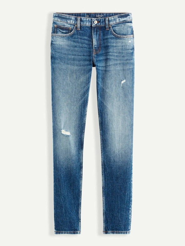 Celio Plave muške traperice ravnog kroja s poderanim efektom Celio Vomarble