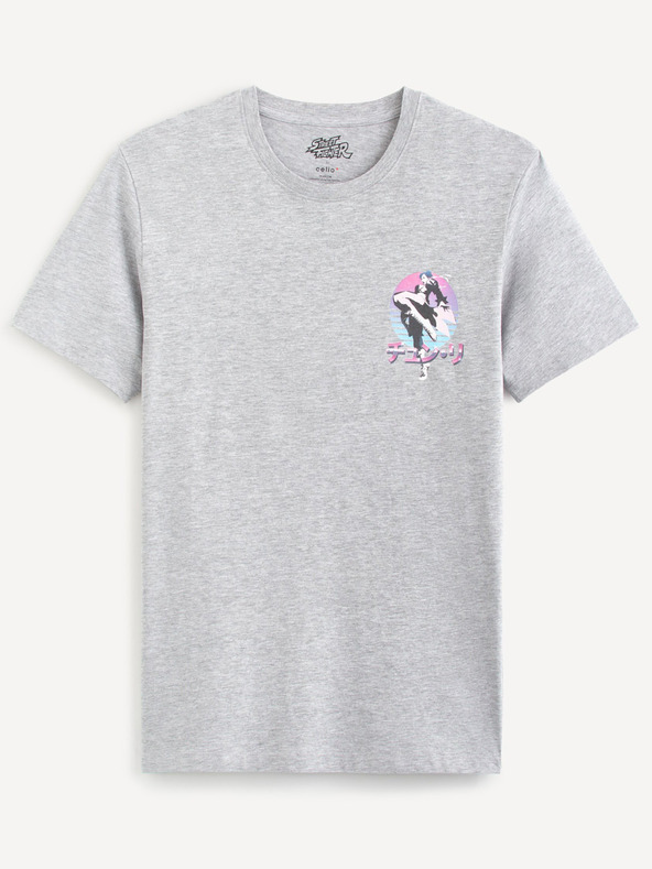 Celio Svijetlo siva muška majica s printom Celio Street Fighter