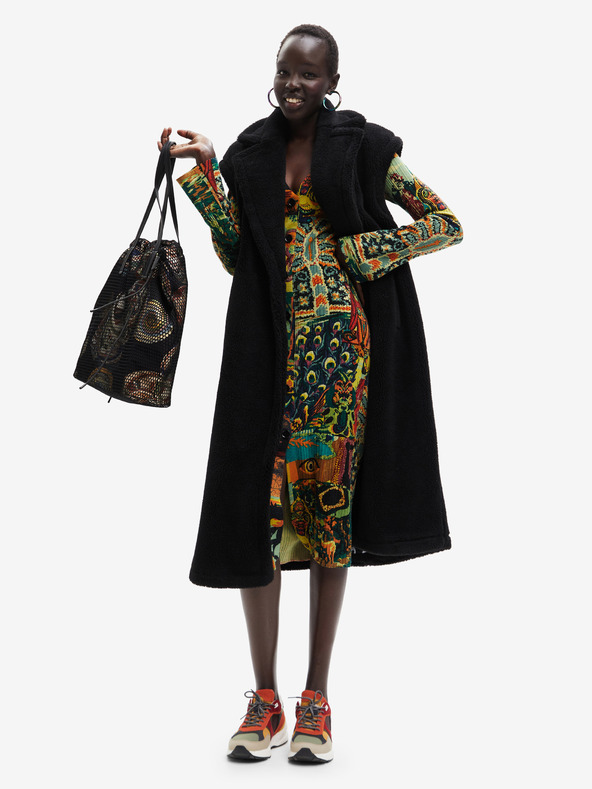 Desigual Crni ženski prsluk sa dodatkom Desigual Cameron vune