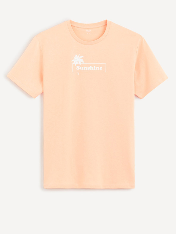 Celio Svijetlo narančasta pamučna majica kratkih rukava Celio Cecarto Sunshine