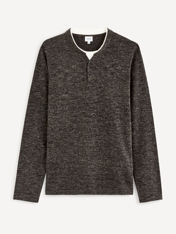 Celio Celio Cechill tamno sivi muški tigrasti pulover na kopčanje