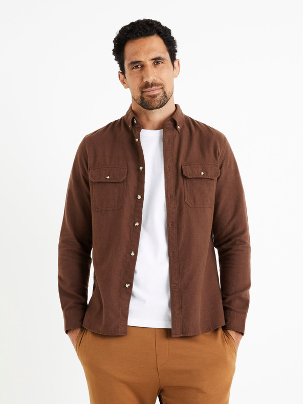 Celio Celio Caoflacko muška smeđa flanelska košulja