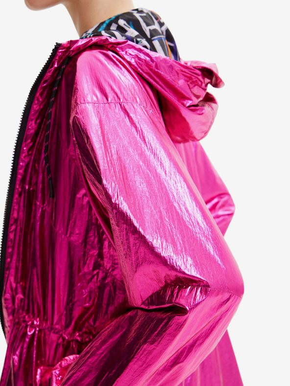 Desigual Desigual Ontario tamnoružičasta ženska metalik parka