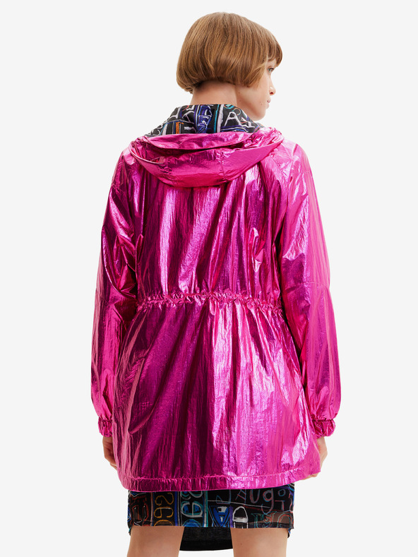 Desigual Desigual Ontario tamnoružičasta ženska metalik parka