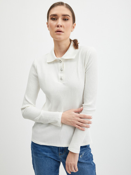 Orsay Bijela ženska rebrasta polo majica ORSAY